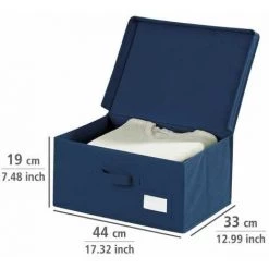 WENKO Boîte De Rangement Tissu, Housse De Rangement Vêtement, Air L, 44 X 33 X 19 Cm - Bleu -WENKO Soldes 6577888 5