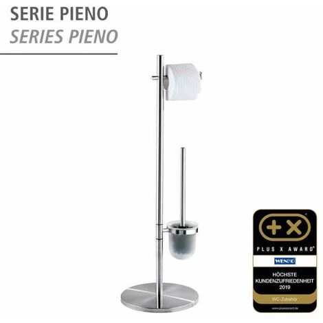 WENKO Serviteur WC 2en1, Distributeur Papier Toilette Et Brosse WC, Pieno, Brosse WC Noire, Acier Inox, ø25,5x79 Cm, Mat - Satiné 4 WENKO Serviteur WC 2en1, Distributeur Papier Toilette Et Brosse WC, Pieno, Brosse WC Noire, Acier Inox, ø25,5x79 Cm, Mat - Satiné – Image 2