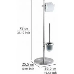 WENKO Serviteur WC 2en1, Distributeur Papier Toilette Et Brosse WC, Pieno, Brosse WC Noire, Acier Inox, ø25,5x79 Cm, Mat - Satiné 11 WENKO Serviteur WC 2en1, Distributeur Papier Toilette Et Brosse WC, Pieno, Brosse WC Noire, Acier Inox, ø25,5x79 Cm, Mat - Satiné -WENKO Soldes 6577892 5