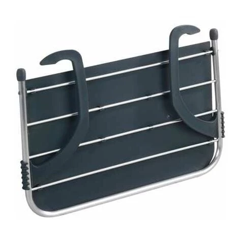 WENKO Séchoir à Linge Balcon 2en1, Séchoir Extérieur Et Tablette à Suspendre, Pliable, Aluminium - Plastique, 53x34x16 cm, Brillant - Gris 3 WENKO Séchoir à Linge Balcon 2en1, Séchoir Extérieur Et Tablette à Suspendre, Pliable, Aluminium - Plastique, 53x34x16 cm, Brillant - Gris