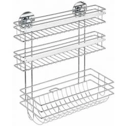 WENKO Porte Sopalin Mural Sans Percer, Avec Dérouleur Papier Alu Et Film Alimentaire, Fixation Sans Perçage Turbo-Loc®, Métal, 32,5x34x15 Cm, Brillant - Argent Brillant