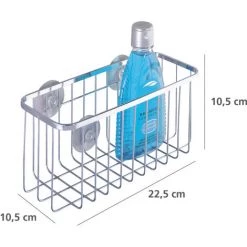 WENKO Panier De Douche Mural, Fixation Sans Perçage Ventouse, Ragusa, Acier Inox, 22,5x10,5x10 Cm, Brillant - Brillant -WENKO Soldes 6577906 3