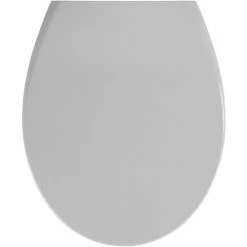 WENKO Abattant WC Avec Frein De Chute Samos, Abattant WC Clipsable Avec Fixation Inox, Duroplast, 37,5x44,5 Cm, Gris Clair - Gris - Gris Clair
