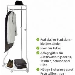 WENKO Penderie D'angle, Portant Vêtements Sur Roulettes, Pointy, H112-166 9 WENKO Penderie D'angle, Portant Vêtements Sur Roulettes, Pointy, H112-166 -WENKO Soldes 6577909 3