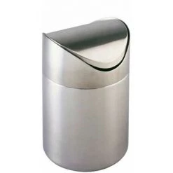 WENKO Petite Poubelle Salle De Bain, Poubelle Avec Couvercle Basculant, Otranto, Capacité 3L, Acier Inox, ø16x23,5 Cm, Mat - Satiné