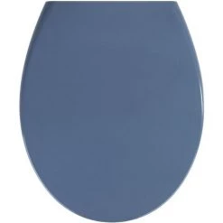 WENKO Abattant WC Avec Frein De Chute Samos, Abattant WC Clipsable Avec Fixation Inox, Duroplast, 37,5x44,5 Cm, Bleu Ardoise - Bleu - Bleu Foncé