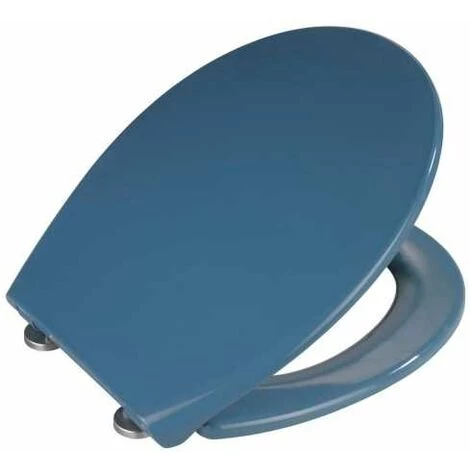 WENKO Abattant WC Avec Frein De Chute Samos, Abattant WC Clipsable Avec Fixation Inox, Duroplast, 37,5x44,5 Cm, Bleu Ardoise - Bleu - Bleu Foncé 5 WENKO Abattant WC Avec Frein De Chute Samos, Abattant WC Clipsable Avec Fixation Inox, Duroplast, 37,5x44,5 Cm, Bleu Ardoise - Bleu - Bleu Foncé – Image 3