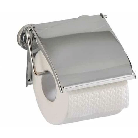 WENKO Porte Papier Toilette Mural, Dérouleur Papier Toilette Avec Couvercle, Power-Loc® Fixation Sans Perçage, Sion Cover, Acier, 3,5x12x3,5 Cm, Brillant - Chromé 3 WENKO Porte Papier Toilette Mural, Dérouleur Papier Toilette Avec Couvercle, Power-Loc® Fixation Sans Perçage, Sion Cover, Acier, 3,5x12x3,5 Cm, Brillant - Chromé