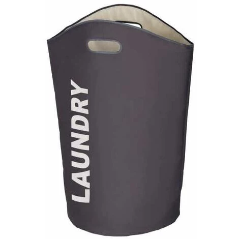 WENKO Panier à Linge Lumo "Laundry", Panier à Linge Souple Avec Poignée De Transport, Capacité 65L, Polyester, Ø35x68 Cm, Gris - Gris - Gris Foncé 3 WENKO Panier à Linge Lumo "Laundry", Panier à Linge Souple Avec Poignée De Transport, Capacité 65L, Polyester, Ø35x68 Cm, Gris - Gris - Gris Foncé