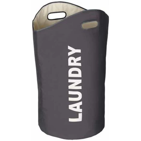 WENKO Panier à Linge Lumo "Laundry", Panier à Linge Souple Avec Poignée De Transport, Capacité 65L, Polyester, Ø35x68 Cm, Gris - Gris - Gris Foncé 5 WENKO Panier à Linge Lumo "Laundry", Panier à Linge Souple Avec Poignée De Transport, Capacité 65L, Polyester, Ø35x68 Cm, Gris - Gris - Gris Foncé – Image 3