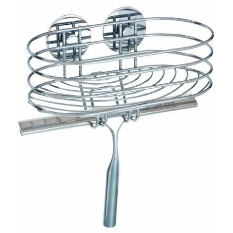 WENKO Panier De Douche Mural Turbo-Loc® Fixation Sans Perçage, Porte Savon Mural Avec Raclette De Douche, Acier, 24x27,5x13,5 Cm, Chromé - Chromé 3 WENKO Panier De Douche Mural Turbo-Loc® Fixation Sans Perçage, Porte Savon Mural Avec Raclette De Douche, Acier, 24x27,5x13,5 Cm, Chromé - Chromé