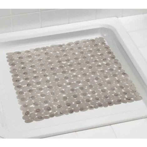 WENKO Tapis De Douche Antidérapant, Tapis De Douche, Paradise, PVC, 54x54 Cm, Taupe - Gris - Taupe 4 WENKO Tapis De Douche Antidérapant, Tapis De Douche, Paradise, PVC, 54x54 Cm, Taupe - Gris - Taupe – Image 2