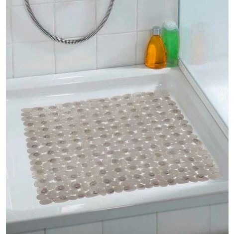 WENKO Tapis De Douche Antidérapant, Tapis De Douche, Paradise, PVC, 54x54 Cm, Taupe - Gris - Taupe 5 WENKO Tapis De Douche Antidérapant, Tapis De Douche, Paradise, PVC, 54x54 Cm, Taupe - Gris - Taupe – Image 3