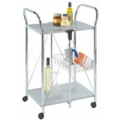 WENKO Desserte De Cuisine Sunny, Desserte à Roulettes, Métal - Plastique, 35,5x8,5x27 Cm, Argent - Chromé