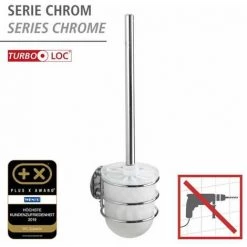 WENKO Porte Brosse WC Mural, Turbo-Loc® Fixation Sans Perçage, Plastique - Acier, 10x37,5x11,5 Cm, Blanc -brillant - Chromé 8 WENKO Porte Brosse WC Mural, Turbo-Loc® Fixation Sans Perçage, Plastique - Acier, 10x37,5x11,5 Cm, Blanc -brillant - Chromé -WENKO Soldes 6577977 2