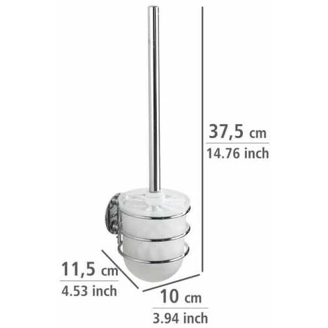 WENKO Porte Brosse WC Mural, Turbo-Loc® Fixation Sans Perçage, Plastique - Acier, 10x37,5x11,5 Cm, Blanc -brillant - Chromé 6 WENKO Porte Brosse WC Mural, Turbo-Loc® Fixation Sans Perçage, Plastique - Acier, 10x37,5x11,5 Cm, Blanc -brillant - Chromé – Image 4