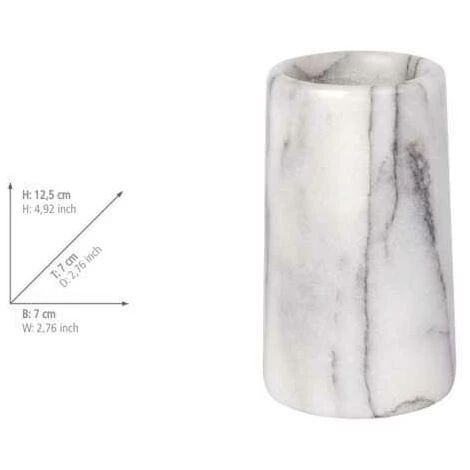 WENKO Porte Brosse à Dent, Gobelet Salle De Bain, Onyx, Marbre, Ø 7x12,5 Cm, Gris - Blanc 5 WENKO Porte Brosse à Dent, Gobelet Salle De Bain, Onyx, Marbre, Ø 7x12,5 Cm, Gris - Blanc – Image 3