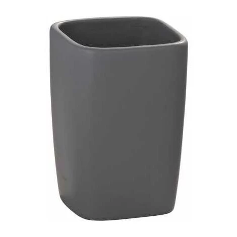 WENKO Gobelet Salle De Bain, Porte Brosse à Dent, Faro, Céramique, 7,3x10,5x7,3 Cm, Gris - Gris 3 WENKO Gobelet Salle De Bain, Porte Brosse à Dent, Faro, Céramique, 7,3x10,5x7,3 Cm, Gris - Gris