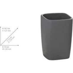 WENKO Gobelet Salle De Bain, Porte Brosse à Dent, Faro, Céramique, 7,3x10,5x7,3 Cm, Gris - Gris 11 WENKO Gobelet Salle De Bain, Porte Brosse à Dent, Faro, Céramique, 7,3x10,5x7,3 Cm, Gris - Gris -WENKO Soldes 6577984 5