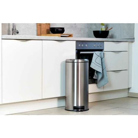 WENKO Poubelle Cuisine Leman 30L, Poubelle à Pédale Avec Frein De Chute Easy Close, Acier Inox, 30,5x64x37,5 Cm, Mat 5 WENKO Poubelle Cuisine Leman 30L, Poubelle à Pédale Avec Frein De Chute Easy Close, Acier Inox, 30,5x64x37,5 Cm, Mat – Image 3