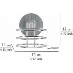 WENKO Porte Sèche Cheveux Mural, Support Sèche Cheveux Mural Sans Perçage Static-Loc®, Osimo, Acier, 14x12x11 Cm, Brillant - Chromé -WENKO Soldes 6578004 5