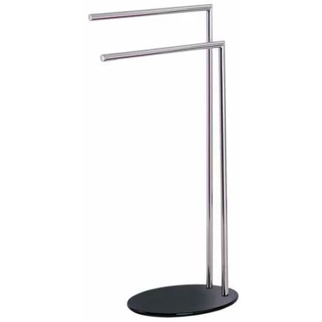 WENKO Porte Serviettes Salle De Bain Sur Pied, Atlanta, Acier Inox - Verre Trempé, 46,5x81x23,5 Cm, Brillant - Noir 3 WENKO Porte Serviettes Salle De Bain Sur Pied, Atlanta, Acier Inox - Verre Trempé, 46,5x81x23,5 Cm, Brillant - Noir