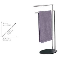WENKO Porte Serviettes Salle De Bain Sur Pied, Atlanta, Acier Inox - Verre Trempé, 46,5x81x23,5 Cm, Brillant - Noir 7 WENKO Porte Serviettes Salle De Bain Sur Pied, Atlanta, Acier Inox - Verre Trempé, 46,5x81x23,5 Cm, Brillant - Noir -WENKO Soldes 6578006 3
