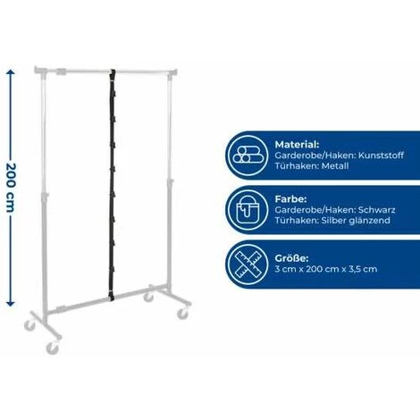 WENKO Rangement Sac à Main à Suspendre, Rangement Pour Penderie Fixation Sans Perçage, Lot De 2, Range Sac à Main Avec 8 Crochets De Suspension, Plastique, 3x200x3,5 Cm, Noir 6 WENKO Rangement Sac à Main à Suspendre, Rangement Pour Penderie Fixation Sans Perçage, Lot De 2, Range Sac à Main Avec 8 Crochets De Suspension, Plastique, 3x200x3,5 Cm, Noir – Image 4