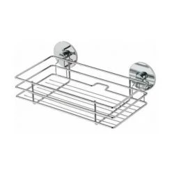WENKO Etagere Salle De Bain Sans Percage, étagère Cuisine Fixation Sans Perçage Turbo-Loc, Métal, 24,2x8,2x14 Cm, Brillant - Argent Brillant