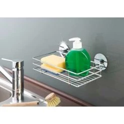WENKO Etagere Salle De Bain Sans Percage, étagère Cuisine Fixation Sans Perçage Turbo-Loc, Métal, 24,2x8,2x14 Cm, Brillant - Argent Brillant 9 WENKO Etagere Salle De Bain Sans Percage, étagère Cuisine Fixation Sans Perçage Turbo-Loc, Métal, 24,2x8,2x14 Cm, Brillant - Argent Brillant -WENKO Soldes 6578027 3