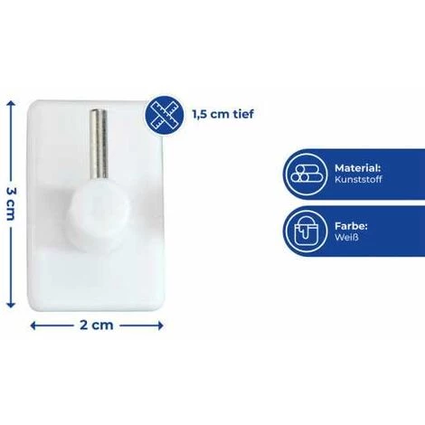 WENKO Crochet à Rideaux Blanc - Blanc 6 WENKO Crochet à Rideaux Blanc - Blanc – Image 4