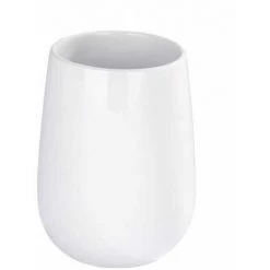 WENKO Gobelet Salle De Bain Porte Brosse à Dent, Malta, Céramique, Ø 8x10,8 Cm, Blanc - Blanc