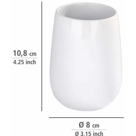 WENKO Gobelet Salle De Bain Porte Brosse à Dent, Malta, Céramique, Ø 8x10,8 Cm, Blanc - Blanc 7 WENKO Gobelet Salle De Bain Porte Brosse à Dent, Malta, Céramique, Ø 8x10,8 Cm, Blanc - Blanc – Image 5