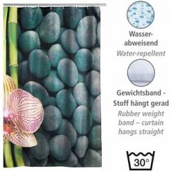 WENKO Rideau De Douche Original Spa, Rideau De Douche 180x200 Cm, Lavable En Machine Et Waterproof, 12 Anneaux Rideau De Douche En Plastique Blanc Inclus, Polyester, 180x200 Cm, Multicolore - Multicolore -WENKO Soldes 6578063 3