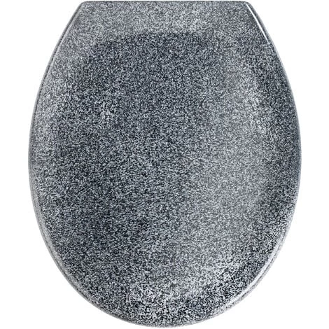 WENKO Abattant WC Avec Frein De Chute Premium Ottana Granit, Abattant WC Clipsable Avec Fixation En Acier Inox, Fix-Clip, Duroplast, 37.5 X 44.5 Cm, Granit - Gris 3 WENKO Abattant WC Avec Frein De Chute Premium Ottana Granit, Abattant WC Clipsable Avec Fixation En Acier Inox, Fix-Clip, Duroplast, 37.5 X 44.5 Cm, Granit - Gris
