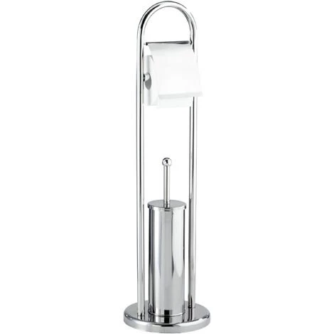 WENKO Combiné WC 2en1 Brosse WC Et Dérouleur Papier Toilette, Exclusif Vasto, Acier Inox Brillant, Ø 22x81 Cm, Chromé 3 WENKO Combiné WC 2en1 Brosse WC Et Dérouleur Papier Toilette, Exclusif Vasto, Acier Inox Brillant, Ø 22x81 Cm, Chromé
