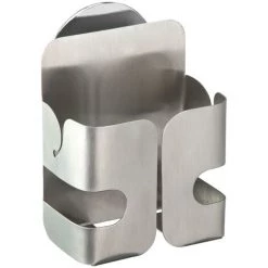 WENKO Turbo-Loc® Porte éponge, Fixation Murale Sans Perçage, Adhésif, Lobo - Argent Mat