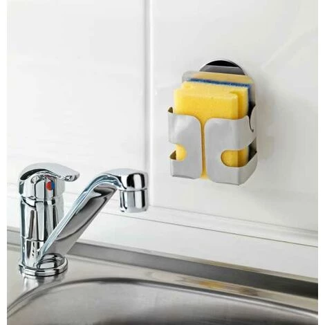 WENKO Turbo-Loc® Porte éponge, Fixation Murale Sans Perçage, Adhésif, Lobo - Argent Mat 5 WENKO Turbo-Loc® Porte éponge, Fixation Murale Sans Perçage, Adhésif, Lobo - Argent Mat – Image 3