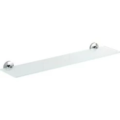 WENKO Etagère Salle De Bain Cuba, Tablette En Verre, Fixation Murale, Vis Et Chevilles Fournies, Fixation Zinc Moulé Sous Pression Inox - Verre Satiné, 60x13,5x5 Cm, Brillant