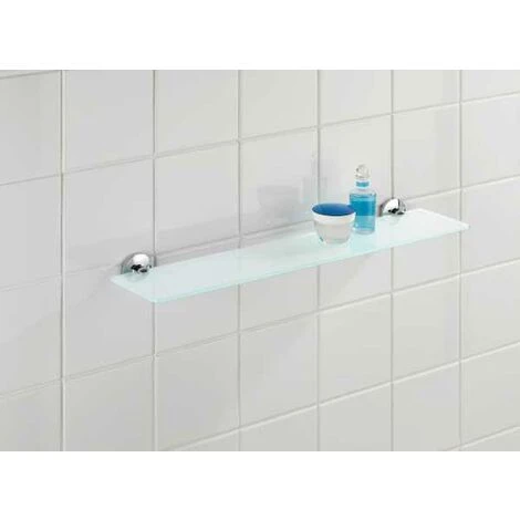 WENKO Etagère Salle De Bain Cuba, Tablette En Verre, Fixation Murale, Vis Et Chevilles Fournies, Fixation Zinc Moulé Sous Pression Inox - Verre Satiné, 60x13,5x5 Cm, Brillant 4 WENKO Etagère Salle De Bain Cuba, Tablette En Verre, Fixation Murale, Vis Et Chevilles Fournies, Fixation Zinc Moulé Sous Pression Inox - Verre Satiné, 60x13,5x5 Cm, Brillant – Image 2