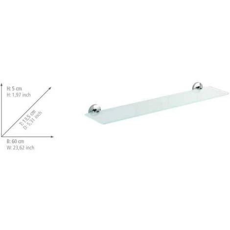 WENKO Etagère Salle De Bain Cuba, Tablette En Verre, Fixation Murale, Vis Et Chevilles Fournies, Fixation Zinc Moulé Sous Pression Inox - Verre Satiné, 60x13,5x5 Cm, Brillant 5 WENKO Etagère Salle De Bain Cuba, Tablette En Verre, Fixation Murale, Vis Et Chevilles Fournies, Fixation Zinc Moulé Sous Pression Inox - Verre Satiné, 60x13,5x5 Cm, Brillant – Image 3