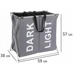 WENKO Panier à Linge Pliant Duo "Dark & Light", Panier à Linge 2 Compartiments Avec Poignée De Transport, Capacité 120L, Polyester - Aluminium, 59x57x38 Cm, Gris 9 WENKO Panier à Linge Pliant Duo "Dark & Light", Panier à Linge 2 Compartiments Avec Poignée De Transport, Capacité 120L, Polyester - Aluminium, 59x57x38 Cm, Gris -WENKO Soldes 6578101 4