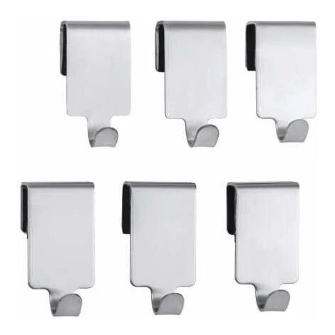 WENKO Crochet Acier Inox Pour Barre De Crédence Premium, Crochet Ustensile Cuisine Suspension Murale, Lot De 6, Acier Inox, 2x4x2,5 Cm, Argent - Argent Mat 3 WENKO Crochet Acier Inox Pour Barre De Crédence Premium, Crochet Ustensile Cuisine Suspension Murale, Lot De 6, Acier Inox, 2x4x2,5 Cm, Argent - Argent Mat