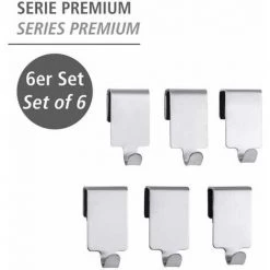 WENKO Crochet Acier Inox Pour Barre De Crédence Premium, Crochet Ustensile Cuisine Suspension Murale, Lot De 6, Acier Inox, 2x4x2,5 Cm, Argent - Argent Mat 8 WENKO Crochet Acier Inox Pour Barre De Crédence Premium, Crochet Ustensile Cuisine Suspension Murale, Lot De 6, Acier Inox, 2x4x2,5 Cm, Argent - Argent Mat -WENKO Soldes 6578102 2