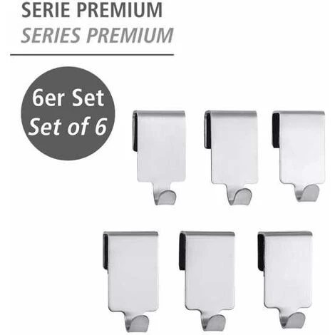 WENKO Crochet Acier Inox Pour Barre De Crédence Premium, Crochet Ustensile Cuisine Suspension Murale, Lot De 6, Acier Inox, 2x4x2,5 Cm, Argent - Argent Mat 4 WENKO Crochet Acier Inox Pour Barre De Crédence Premium, Crochet Ustensile Cuisine Suspension Murale, Lot De 6, Acier Inox, 2x4x2,5 Cm, Argent - Argent Mat – Image 2