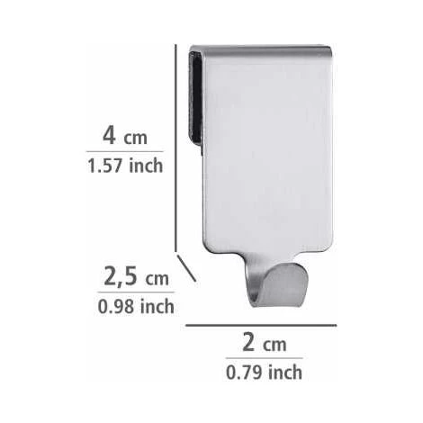 WENKO Crochet Acier Inox Pour Barre De Crédence Premium, Crochet Ustensile Cuisine Suspension Murale, Lot De 6, Acier Inox, 2x4x2,5 Cm, Argent - Argent Mat 6 WENKO Crochet Acier Inox Pour Barre De Crédence Premium, Crochet Ustensile Cuisine Suspension Murale, Lot De 6, Acier Inox, 2x4x2,5 Cm, Argent - Argent Mat – Image 4
