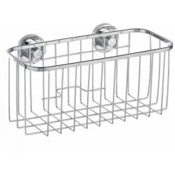 WENKO Etagère De Douche Murale, Panier De Douche Fixation Sans Perçage Power-Loc®, Bovino, Acier Inox, 22,5x11x11,5 Cm, Brillant - Brillant
