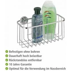 WENKO Etagère De Douche Murale, Panier De Douche Fixation Sans Perçage Power-Loc®, Bovino, Acier Inox, 22,5x11x11,5 Cm, Brillant - Brillant -WENKO Soldes 6578108 4