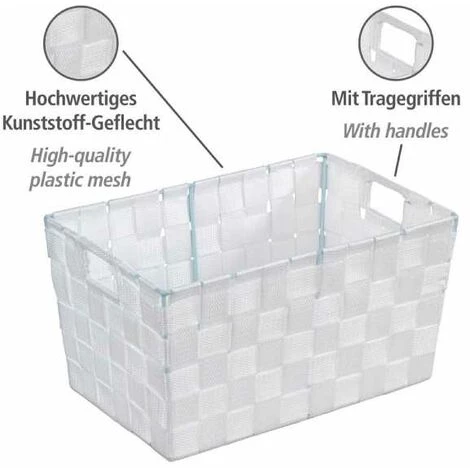 WENKO Panier salle de bain Adria, Rangement Salle De Bain S, Polypropylène, 30x20x15 Cm, blanc - Blanc 4 WENKO Panier salle de bain Adria, Rangement Salle De Bain S, Polypropylène, 30x20x15 Cm, blanc - Blanc – Image 2