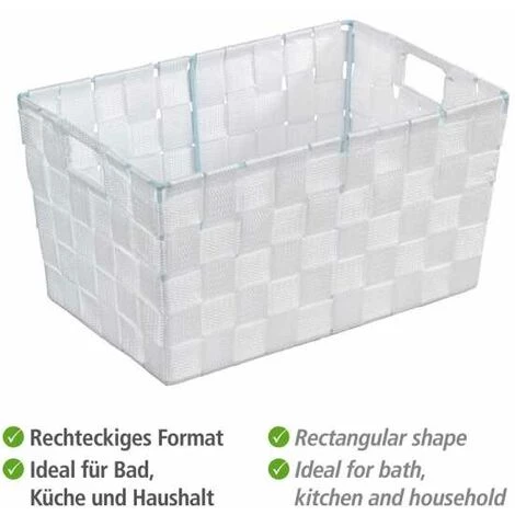 WENKO Panier salle de bain Adria, Rangement Salle De Bain S, Polypropylène, 30x20x15 Cm, blanc - Blanc 5 WENKO Panier salle de bain Adria, Rangement Salle De Bain S, Polypropylène, 30x20x15 Cm, blanc - Blanc – Image 3